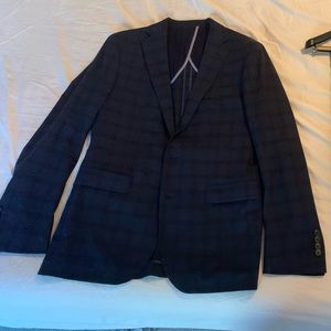 Cole Haan Navy Blue Plaid Suit Jacket and Pants